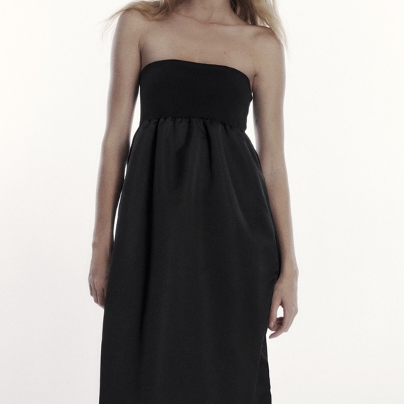 Zara CONTRAST Silky and KNIT Straight Fit Dress - Picture 1 of 7